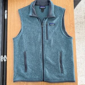 Patagonia Teal Fleece Vest with Black Trim